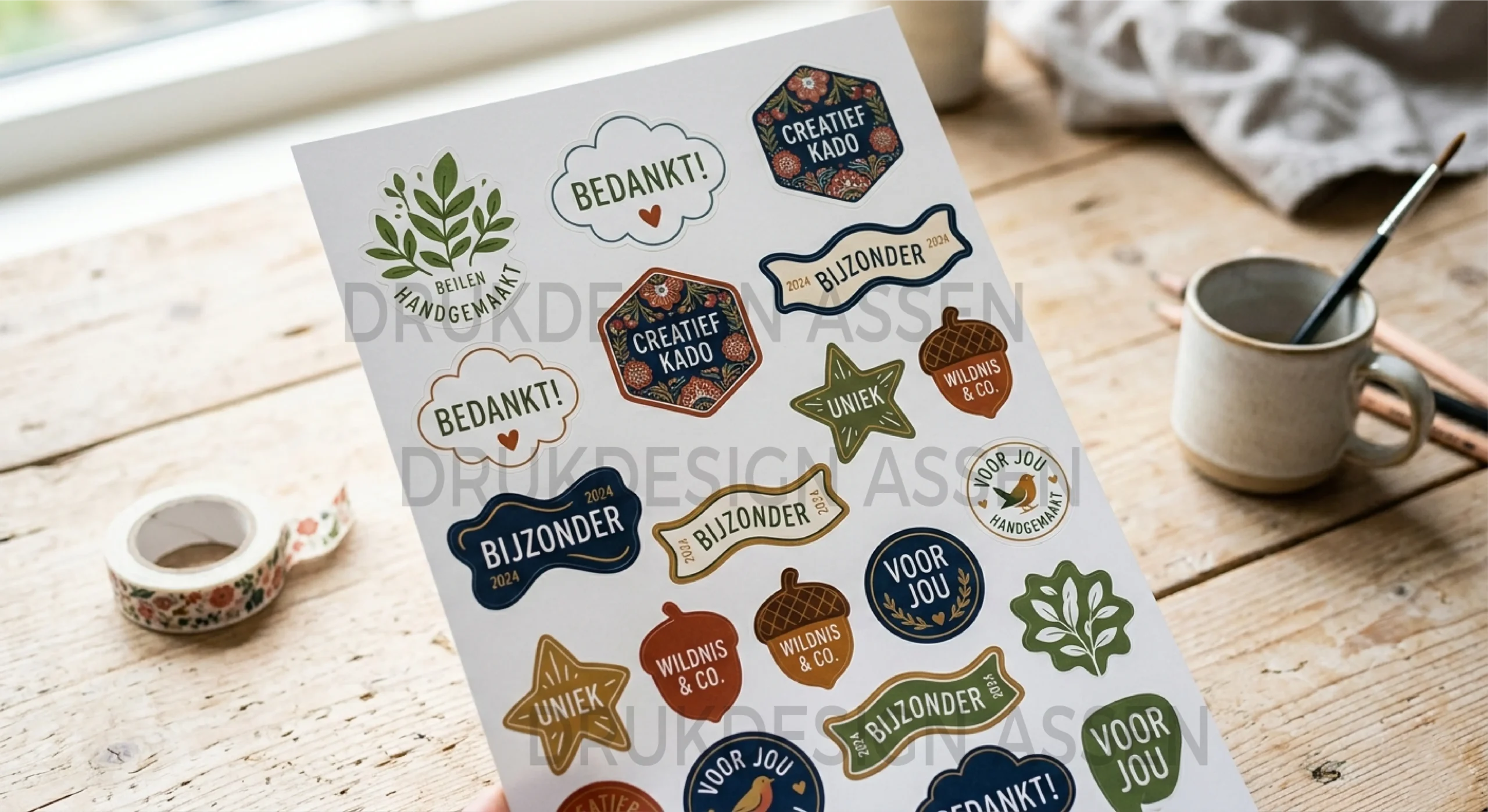 Etiketten op vel in vrije vorm