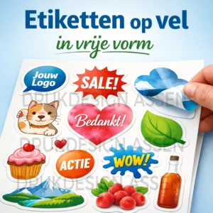 Etiketten op vel in vrije vorm